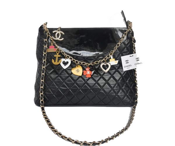 Best Chanel Lambskin Leather Shoulder Bag A98008 Black On Sale